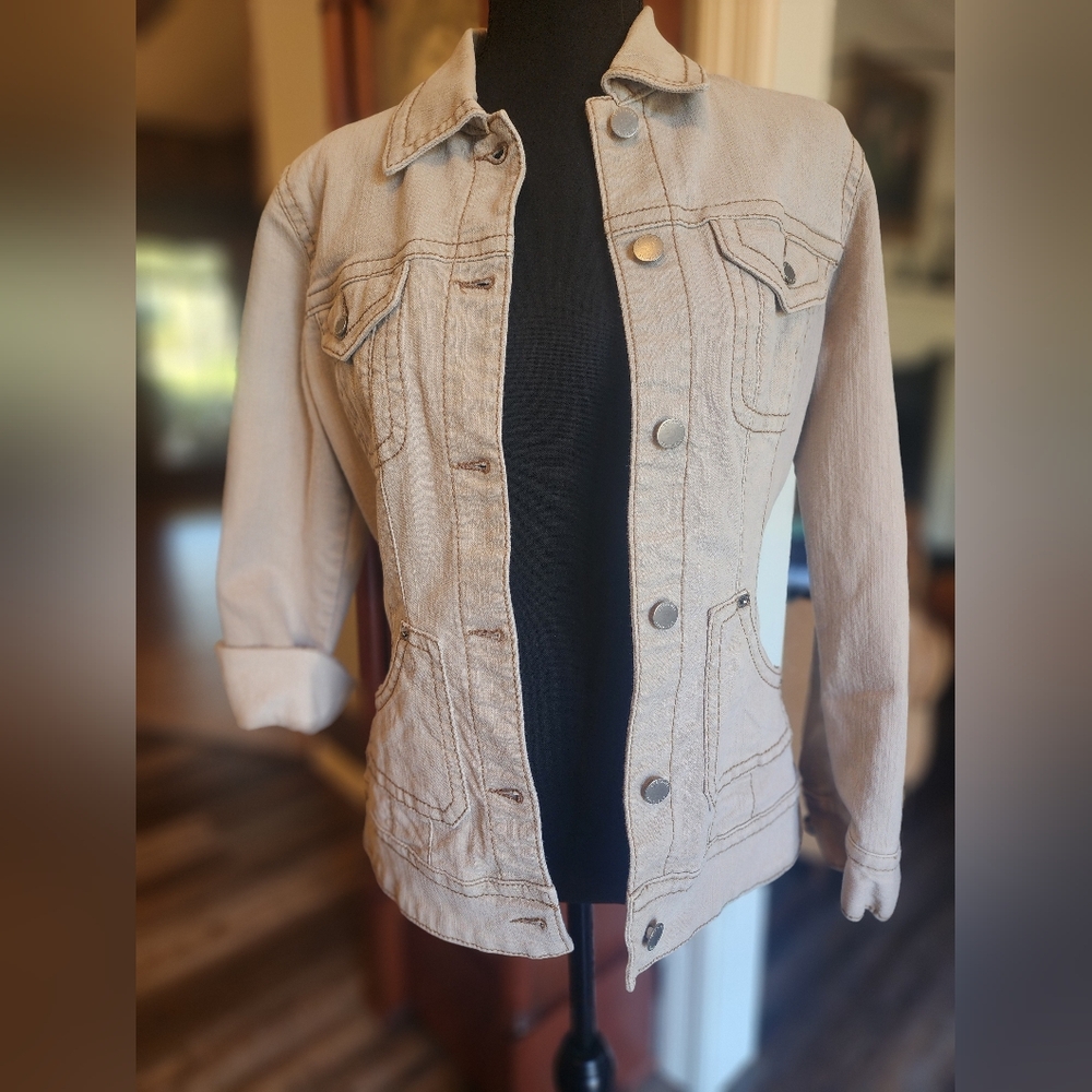 Stefanel denim jacket, grey/blue color, best fits XS/S